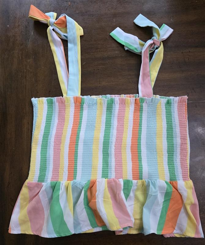 NWOT CHANCE OR FATE Sleeveless Smocked Tube Top Bow Shoulder Tie 127247