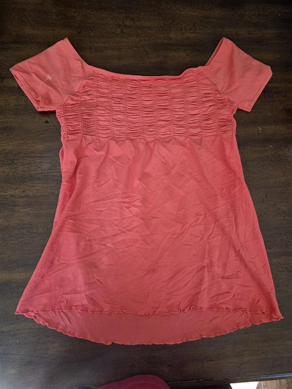 NWOT Last Tango S/M Ruched Baby Doll Orange SS Top 127257