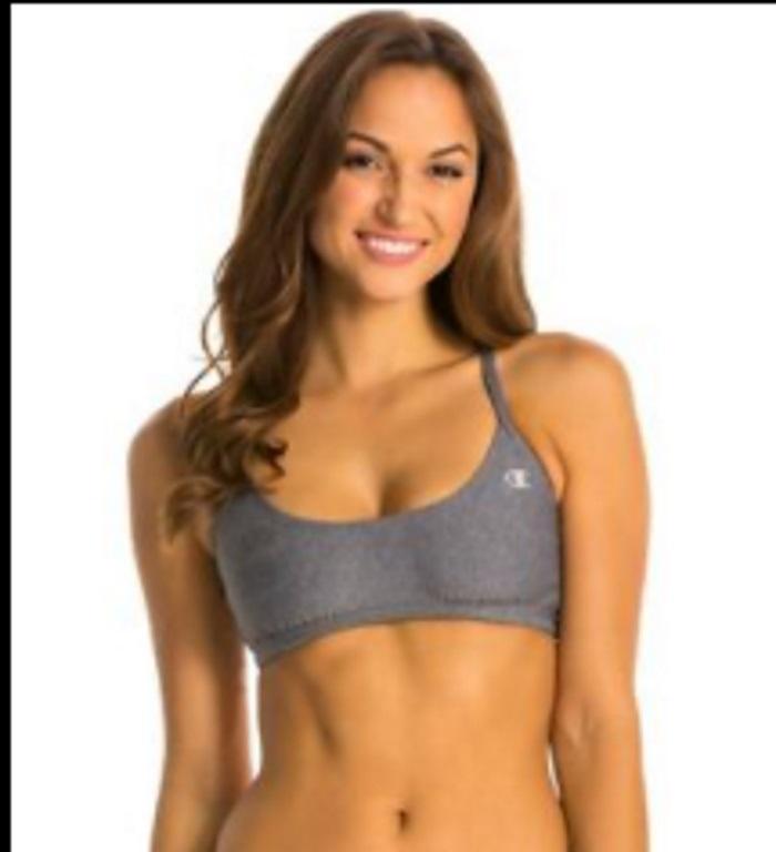 NWT Champion M Gray Strappy Bikini Swim Top CH201H 127398