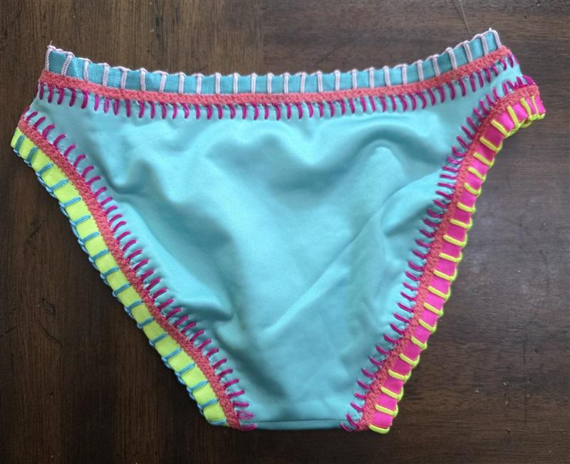 NWOT Pilyq Girls 6 Teal Green Crochet Trim S Scoop Bikini Swim Bottom 127504