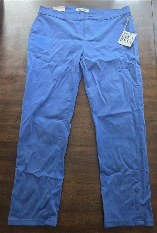 NWT Lila Ryan 12P The Zuri Tapered Trouser Brushed Sateen Bright Blue 127560