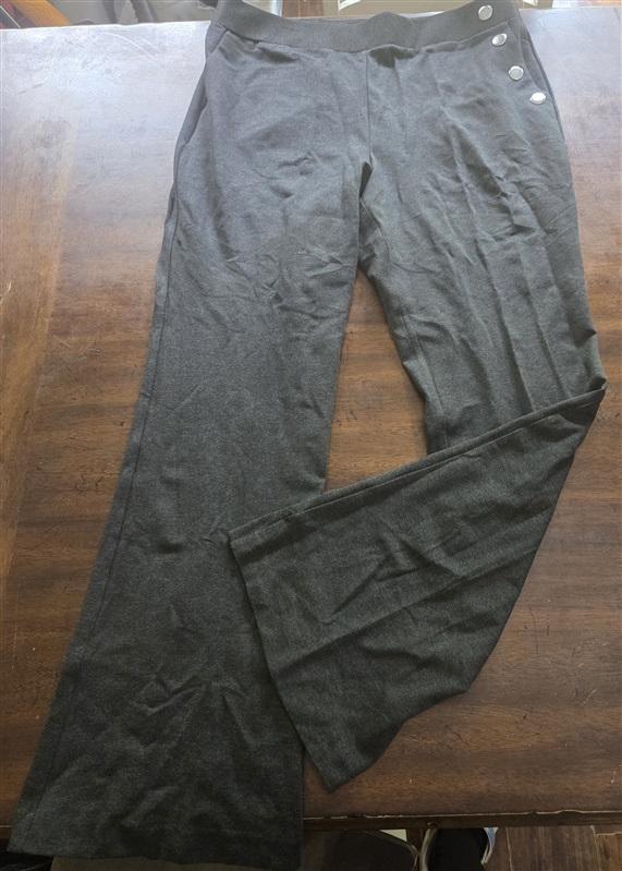 NWOT Inc 16 Ponte Full Length Faux Snap Gray Pants Reg 127579