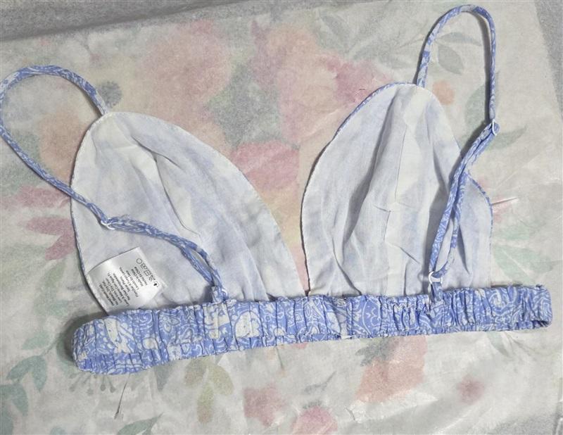 NWOT Emory Park M Blue White Triangle Bralette Cotton Bra 127616