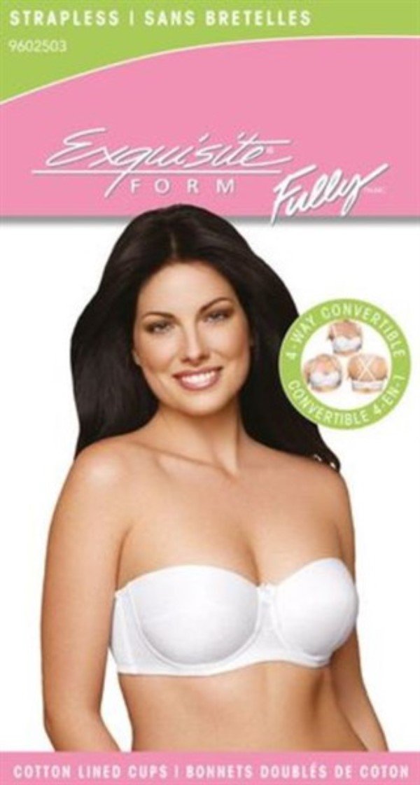 NWT Exquisite Form 40DD 3-Part Cup Underwire Strapless Bra 2503 White 127739