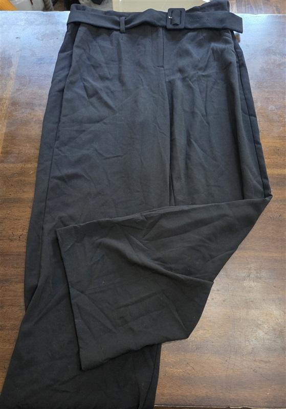 NWOT Alfani 16 Belted Wide Leg Pants Black 127755