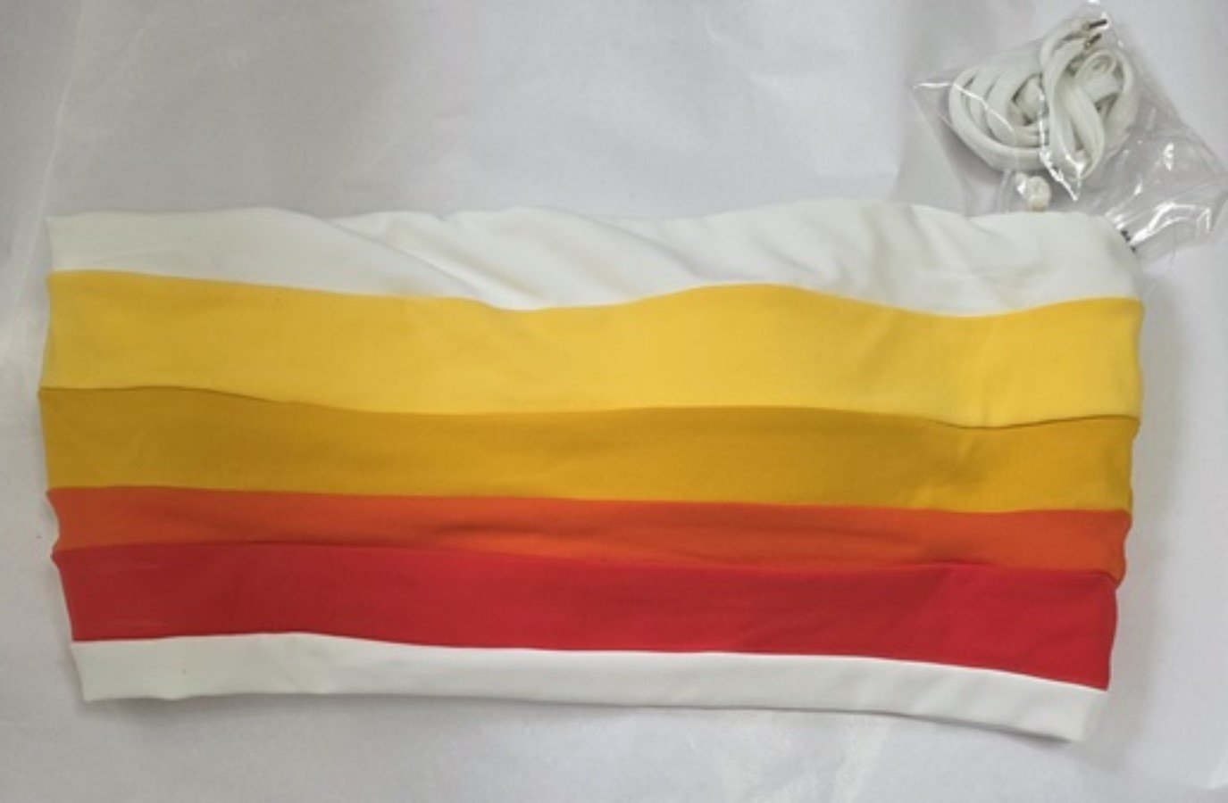 NWOT Robin Piccone M Casey Color Block Sunrise Banded Bikini Top 127763