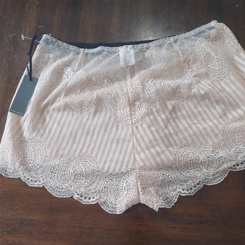 NWT Lovers & Friends SM Lace Sheer Stripe Tap Pants Shorts Ecru 127820