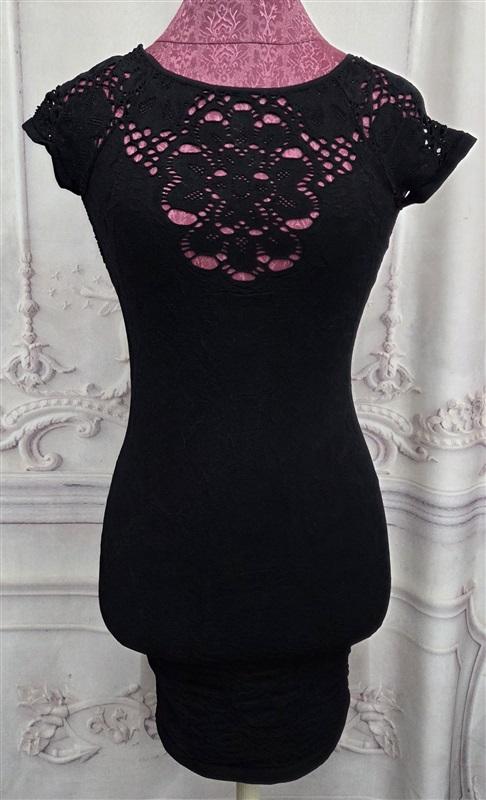 NWOT Last Tango M/L Mesh Lace Seamless Black Dress 127902