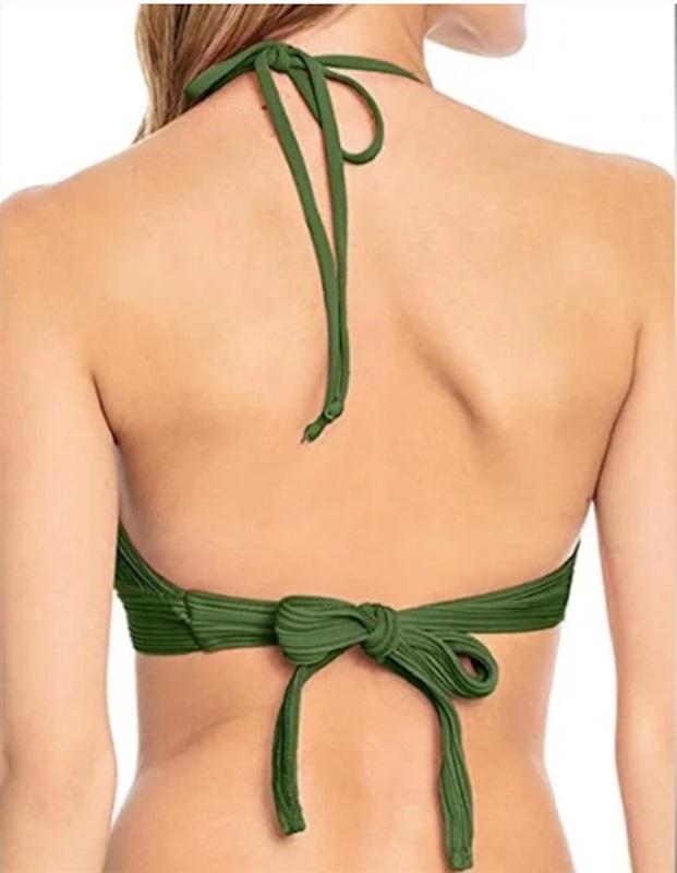 NWOT Robin Piccone M Lily Triangle Bikini Swim Top Green 128015