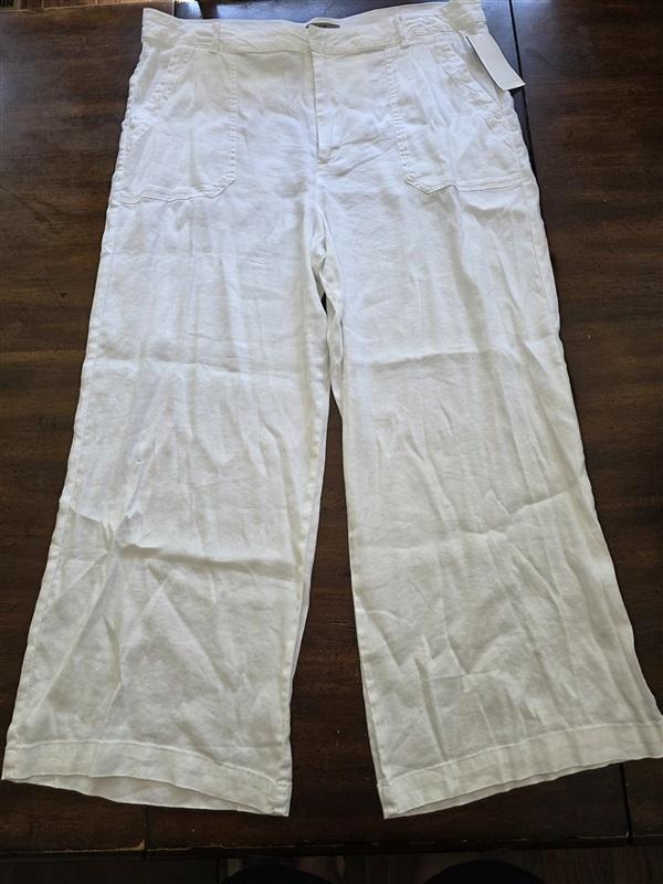 NWT KUT From Kloth 16 Topaz Linen Wide Leg Trouser Pants White 128114