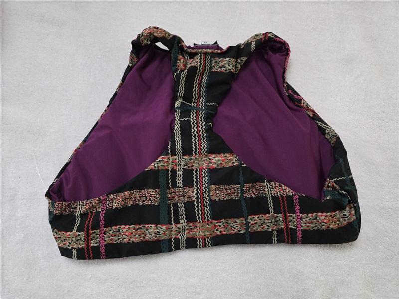 NWOT Hermoza 14 Eliza Plaid Yoga Swim Sports Bra 128205