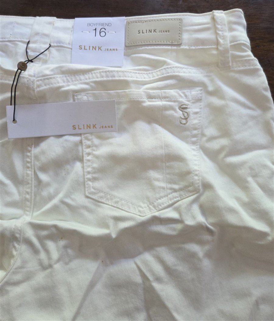 NWTD DIY Slink 16 Boyfriend Clare High Waist Curvy White Jeans #128208