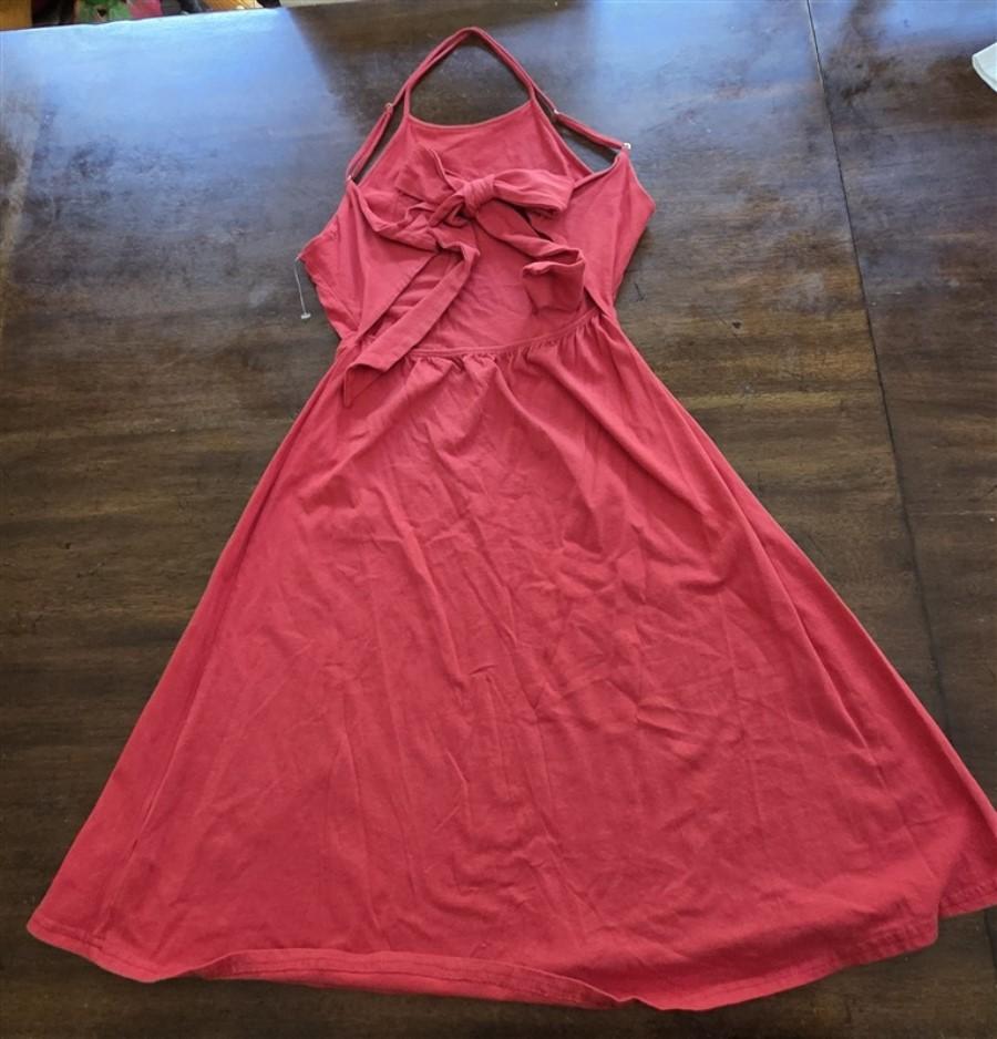 NEW Comune S/M Jersey Knit Open Back Bow Skater Dress Red #128231