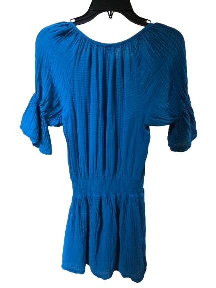 NWOT Michael Stars XS Katelyn Gauze Crinkle Dress Bright Blue V Neck 128276