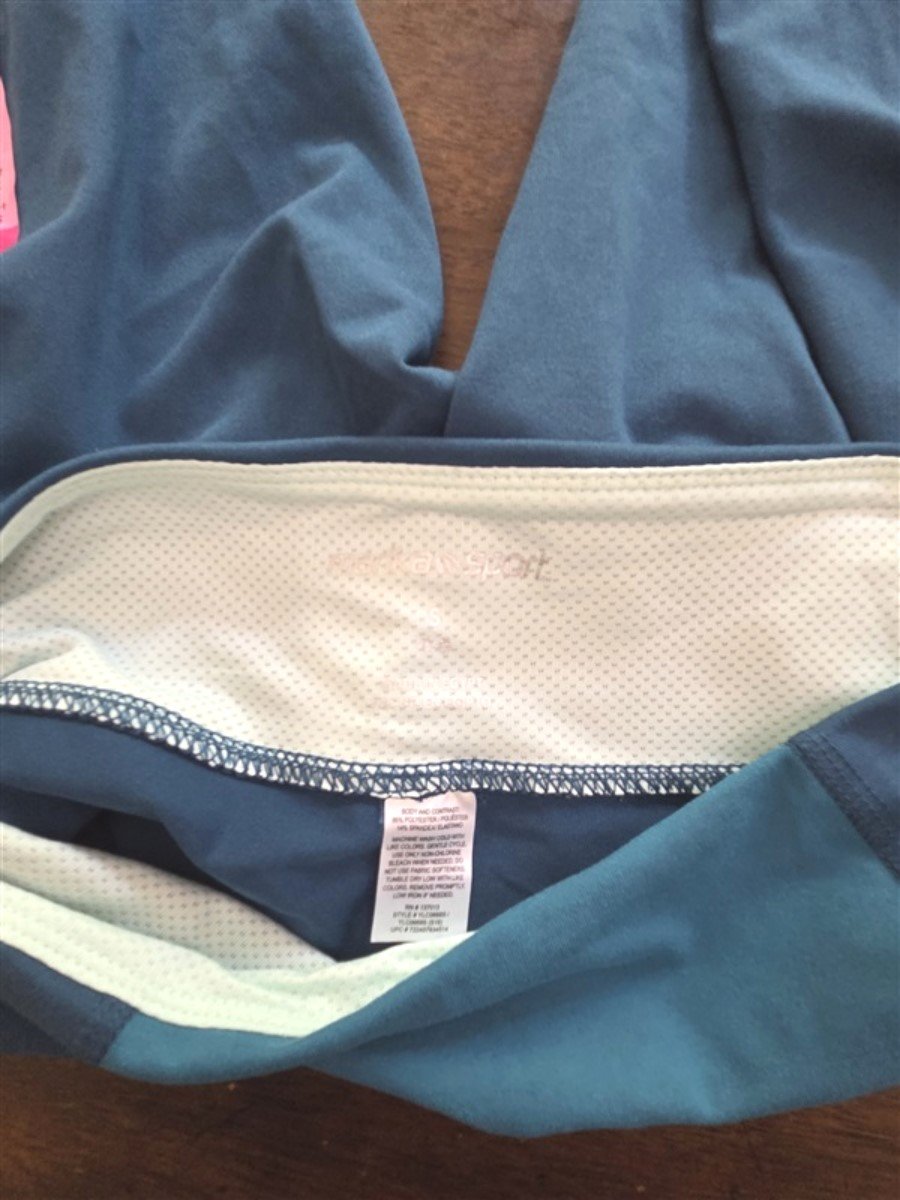 NWT Marika S (4-6) Sport Performance Capri Leggings Blue Colorblock#128303
