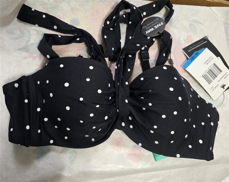 NWT Coco Reef Cast Black 36/38C Five Way Underwired Bikini Swim Top 128405
