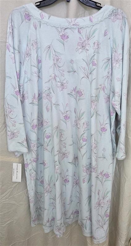 Miss Elaine 3X Plus Floral Print Sofiknit Short Nightgown 217823DX Aqua 128409