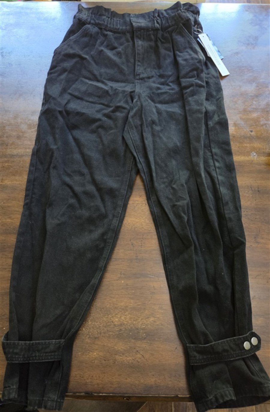 New CULPOS x INC 8 Paperbag-Waist Taper Leg Jeans Black #128421