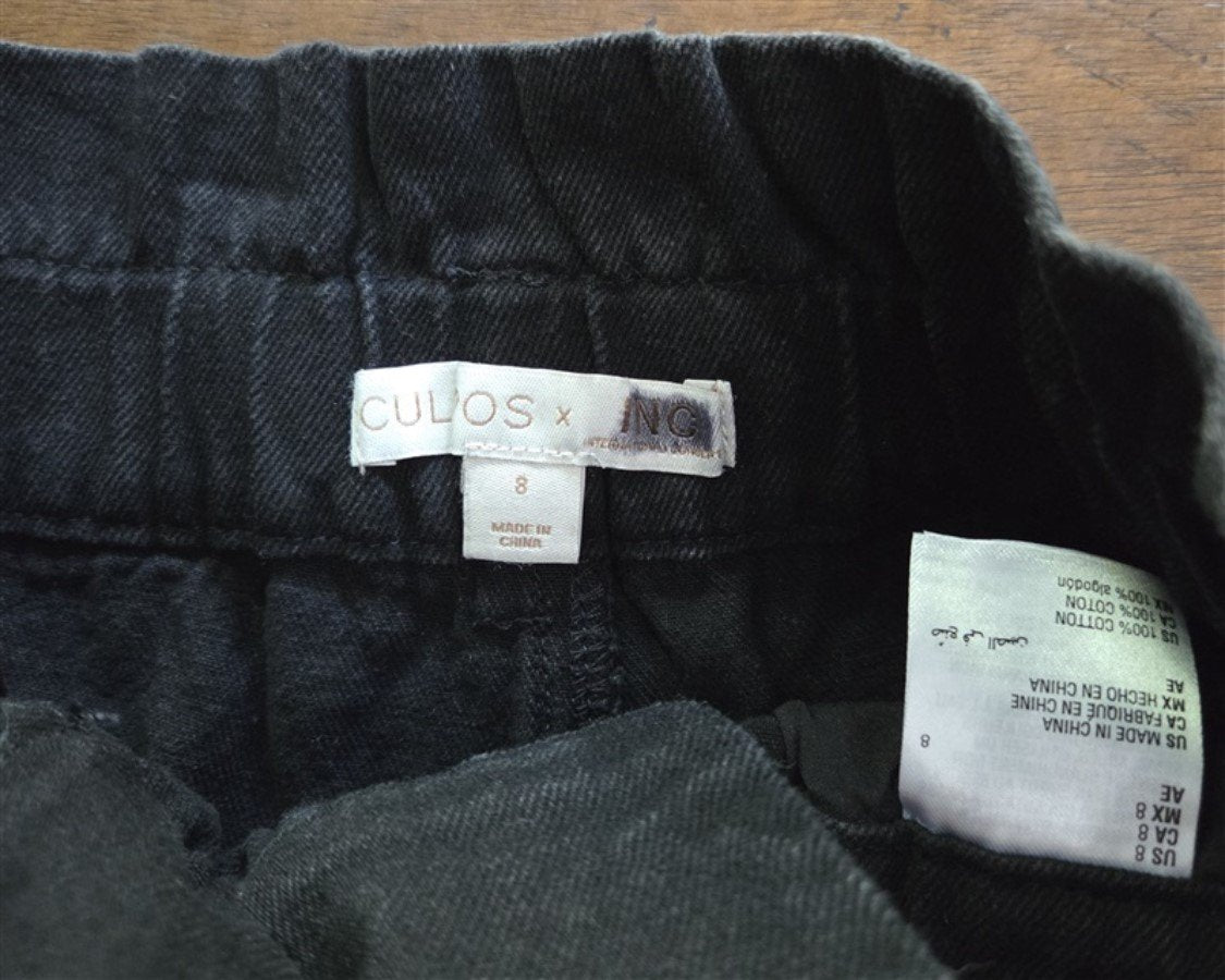 New CULPOS x INC 8 Paperbag-Waist Taper Leg Jeans Black #128421