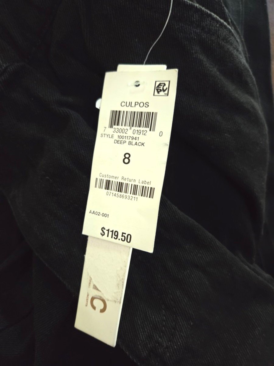 New CULPOS x INC 8 Paperbag-Waist Taper Leg Jeans Black #128421