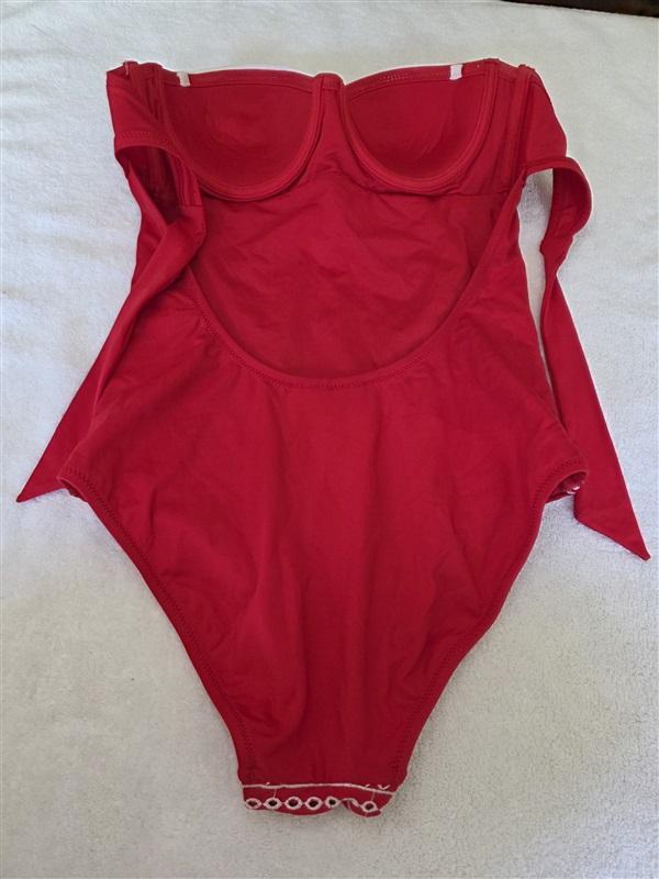NWOT Enfasis 4 USA Bandeau Strapless Red Eyelet1PC Swimsuit 128427