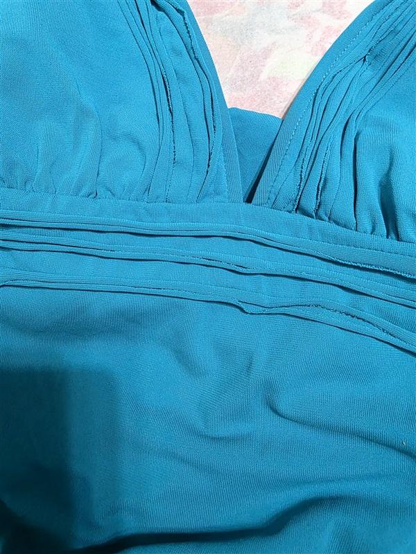 NWOT Robin Piccone 8 Plunge Halter Neck Tie Back 1PC Swimsuit Teal 128451