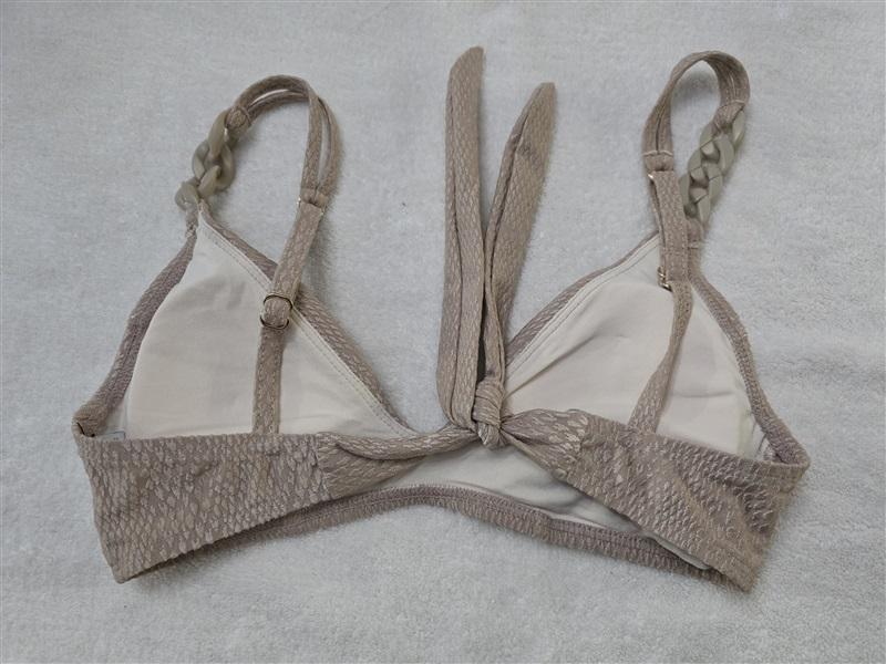 NWT Robin Piccone XS Chain Tan Snake Skin Bikini Swim Top 128465
