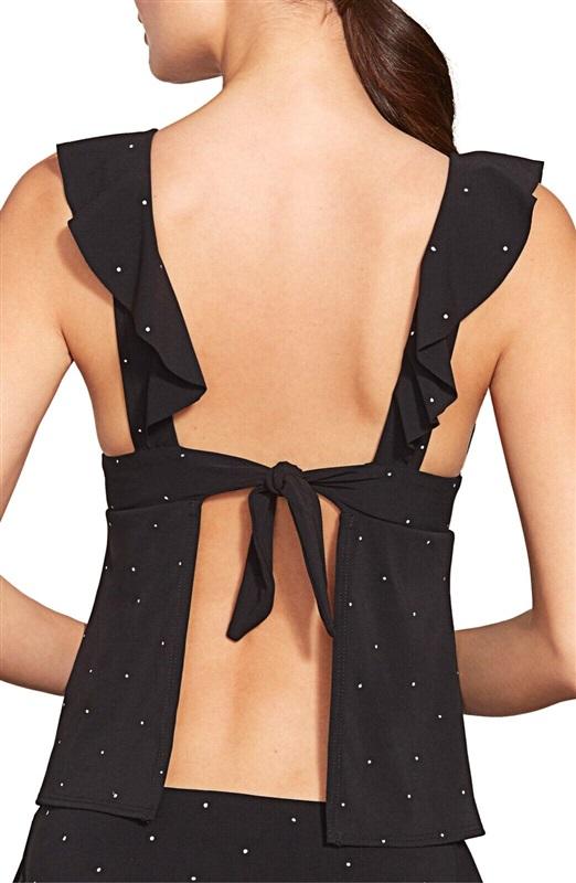 NWT Robin Piccone Lina S Black White Ruffle Tankini Top 128489