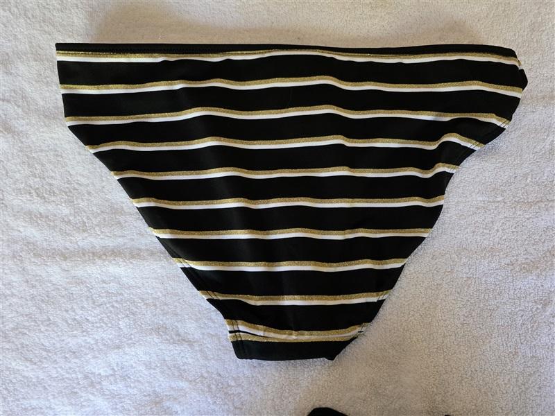 NWOT Ralph Lauren Striped SZ 8 Side-Ring Hipster Bikini Swim Bottoms 128497