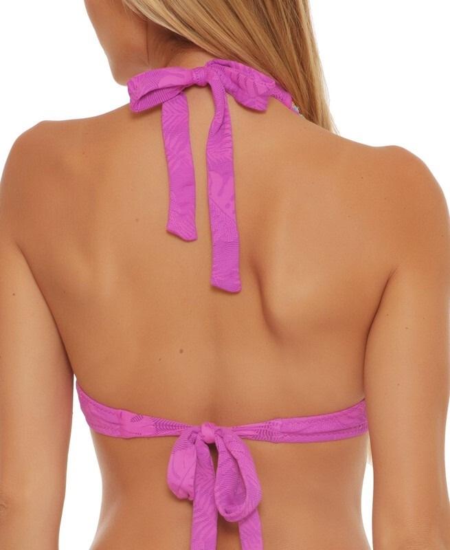 NWT Trina Turk 8 Tulum Jacquard Halter Bikini Top Pink 128499