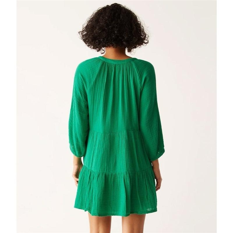 NWOTD Michael Stars XS Sonia Gauze Tiered Crinkle Dress Green 128522