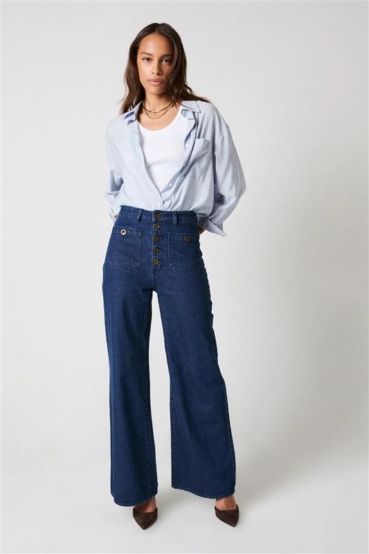 NWT Rolla's 30 Studio Flare Lou Button Fly Blue Sailor Jeans Dungarees 128536