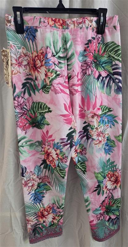 NWT One World XS Charming Art Pink Lace Top Tropical Legging Lounge set 128591