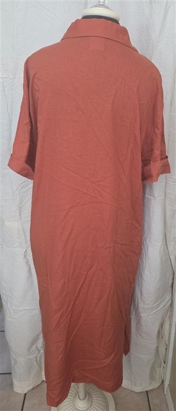 NWT NOTTIBIANCHE L Short Sleeve V-Neck Linen Blend Kaftan Dress Orange 128636