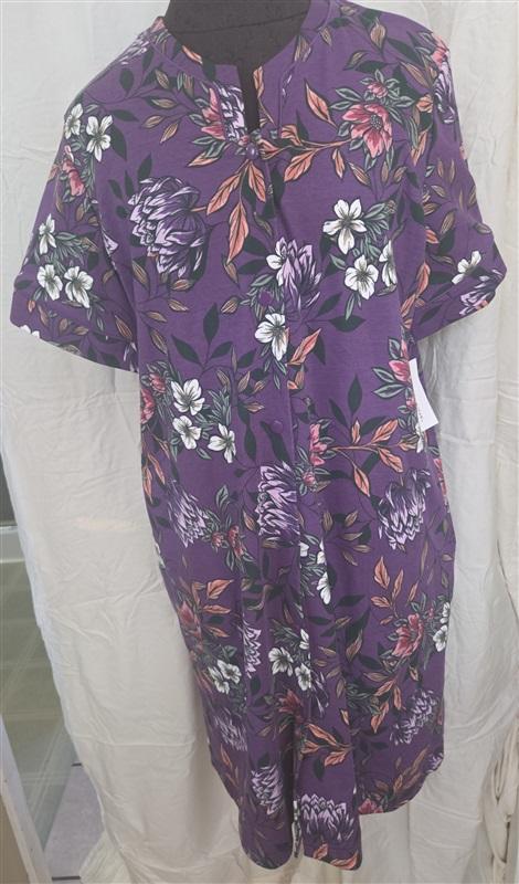 NWT Miss Elaine M Snap Front Short Robe 846981 Purple Floral 128637