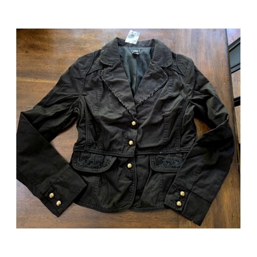 New AZIZ for Anthropologie M Military Style Victorian Embroidered Jacket Black