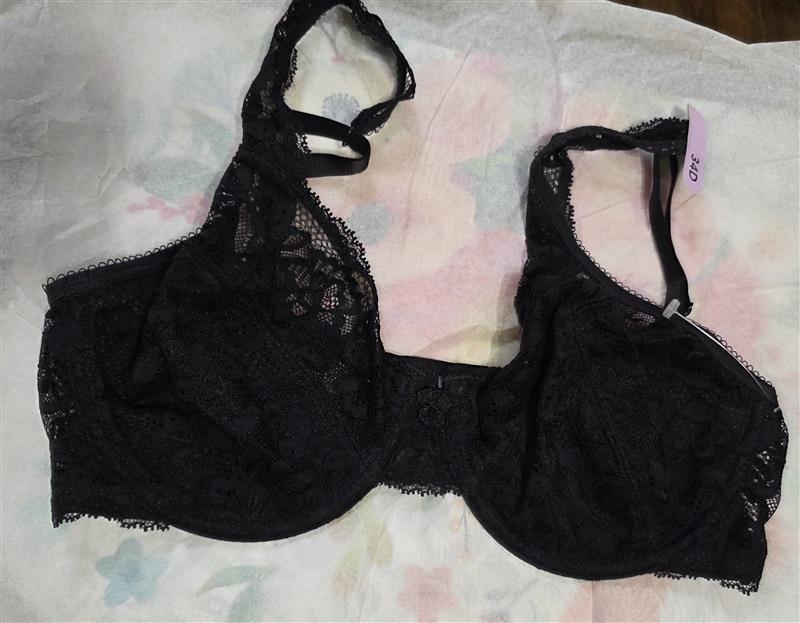 NWT Maidenform 34D Lace Unlined Underwire Bra 9600 Black Lace 128662