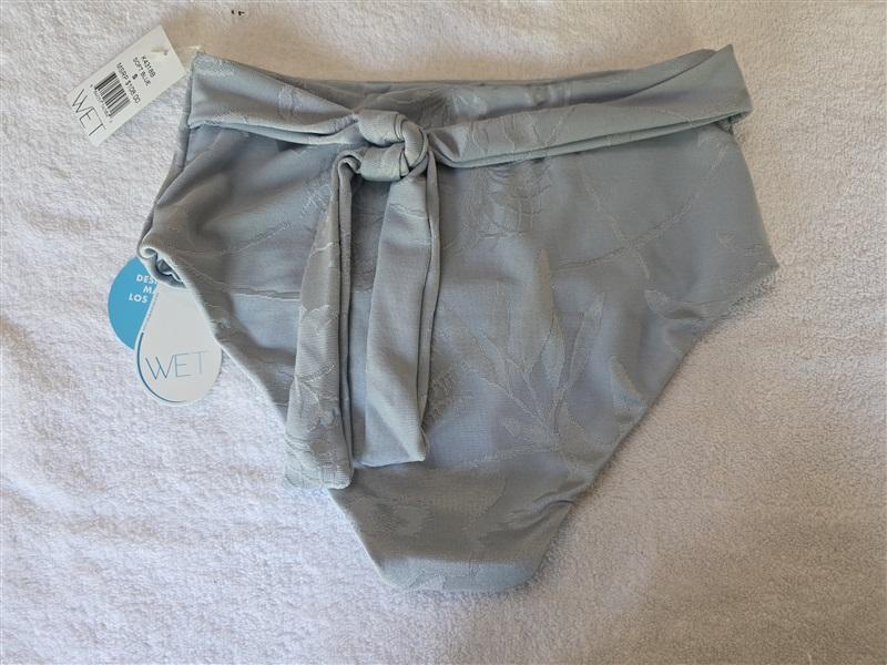 NWT Wet LA M High Waist Tie Front Soft Blue Bikini Bottom 128689