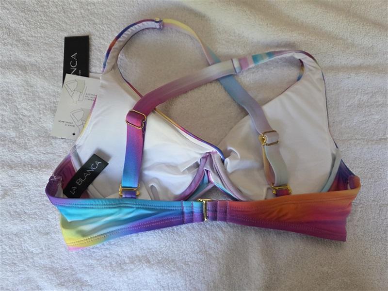 NWT La Blanca 4 Twist Underwire Bandeau Bikini Swim Top Rainbow 128693
