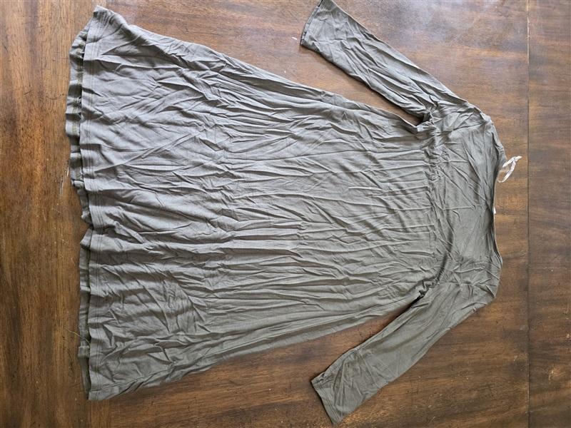 NWOT Socialite S Olive Green Round Neck 3/4 Sleeve Trapeze T Shirt Dress 128708
