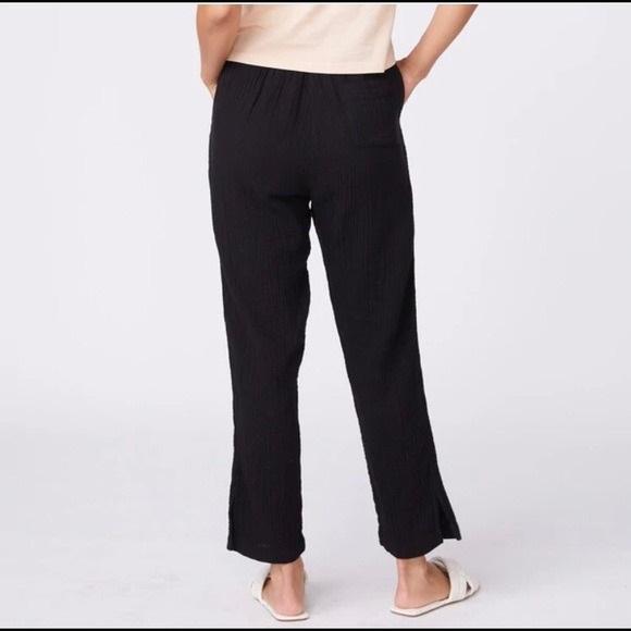 NWT Monrow S Black Gauze Slit Side High Waist Pants 128742