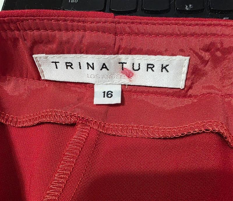 NWOT Trina Turk 16 Ankle Slit Side Zip Red Pants 128743