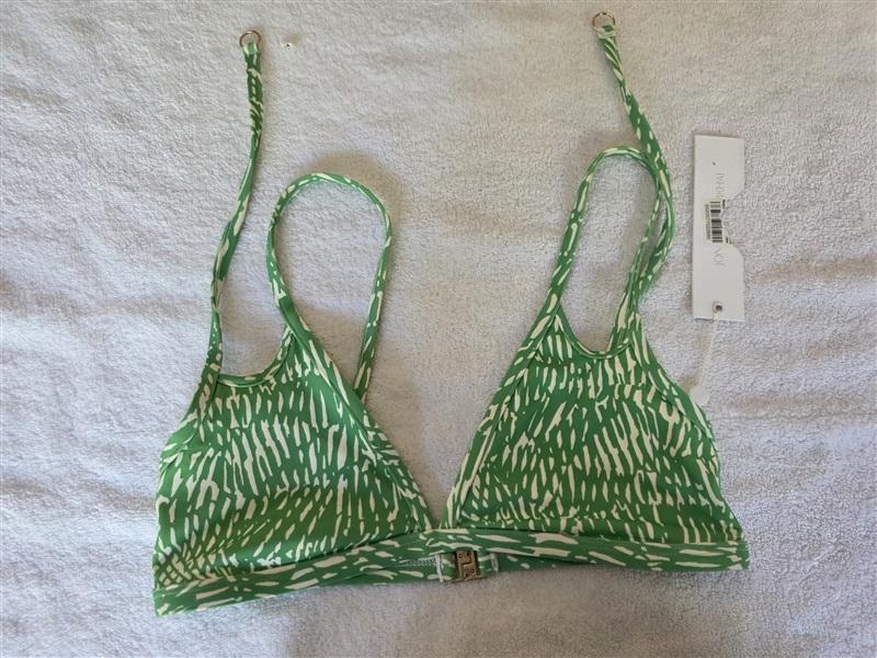 NWT Jonathan Simkhai Small Abstract Fern Triangle Bikini Top Green 128761