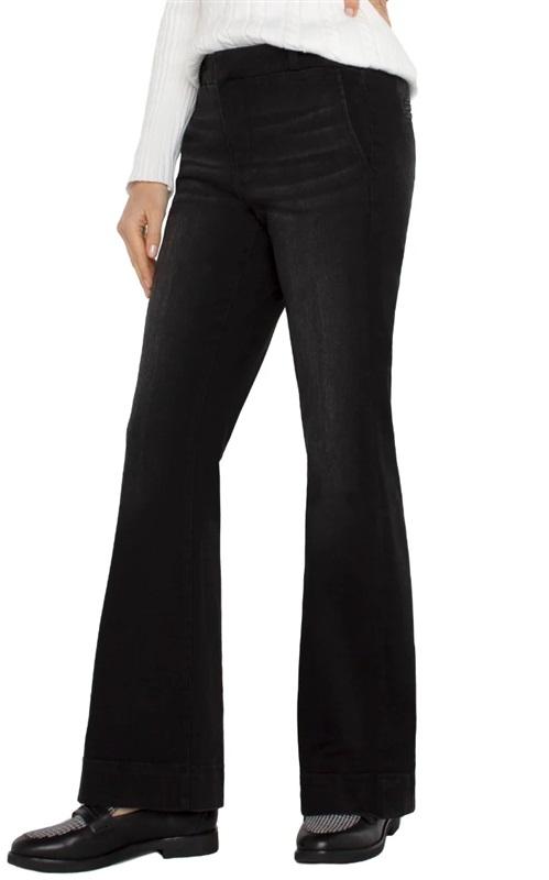 NWT Liverpool 10 30 Trouser Flare Bottom Lost Creek Black Pants 128764