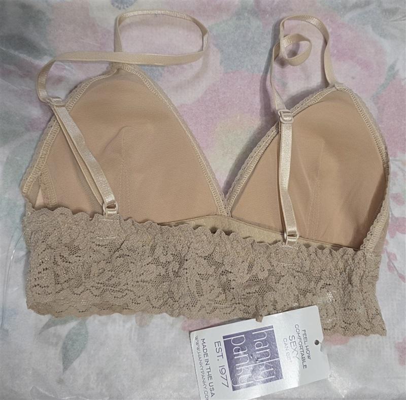 NWOT Hanky Panky XXS Signature Lace Padded Triangle Bralette Beige 128816