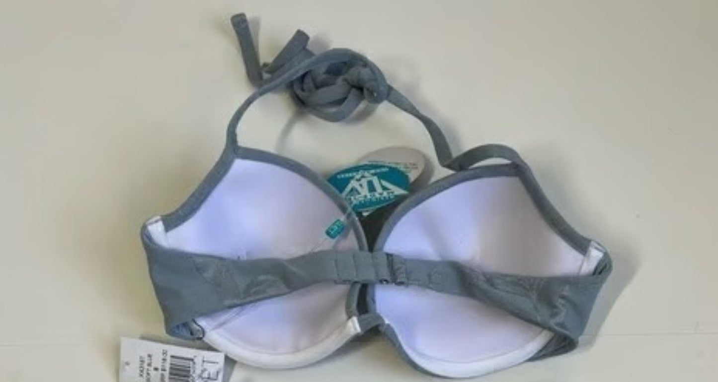 NWT Wet LA SM Soft Blue Carrie Underwire Halter Bikini Swimsuit Top 128854