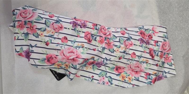 NWT Wildfox L Gypsy Stripe Floral Flounce Ruffle Bikini Top 128944