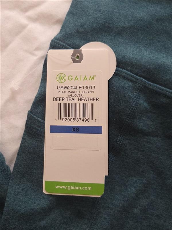 NWT Gaiam XS Petal Marled Leggings Teal Heather 129005