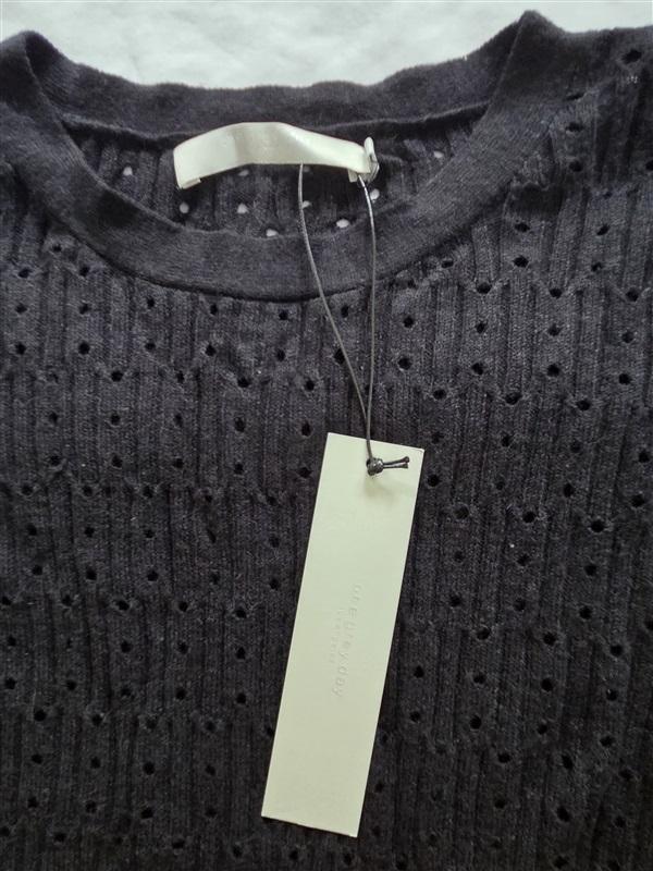 NWT One Gray Day SM Sabrina Crew Neck Sweater Black 129006