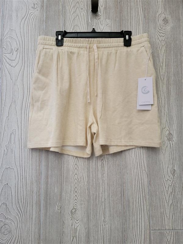 NWT Calme XXL Cozy Pull On Yoga Drawstring Shorts Cream 129014